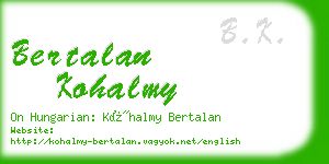 bertalan kohalmy business card